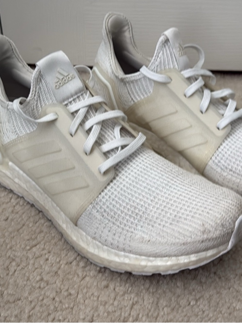 adidas ultraboost 19 White Knit Running Sneakers